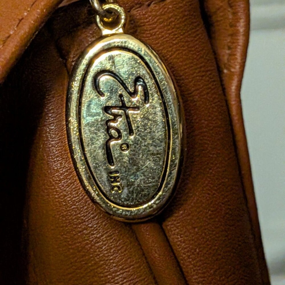 Etra Inc Brown Leather Shoulder Bag Metal Magnetic Clasp And Zipper As Is - Picture 5 of 16